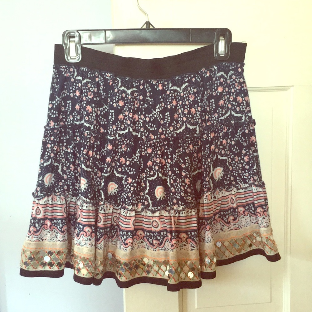 Free People Boho Floral Sequin Skirt